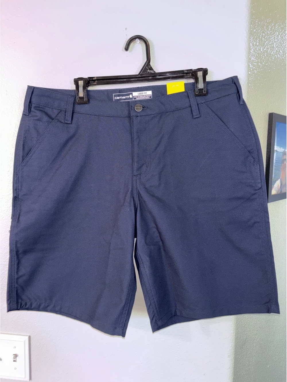 NWT Carhartt Rugged Professional Canvas Work Shorts Navy Loose Fit Flex 16